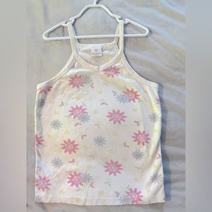 Girls tank/undershirt.  Hanna Andersson. Size M.  White w/flower print.